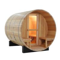 China Heats Up Fast Solid Wood Barrel Outdoor Sauna Room 6 - 8 Person 6000W on sale