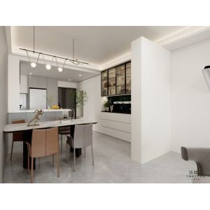 China Fadior Light Grey Stainless Steel U Shaped Kitchen With Extended Island And Open Shelf Design wholesale