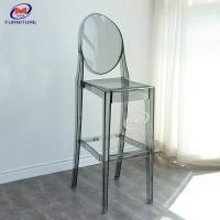 China Party Ghost Smoke Grey Plastic Bar Stools Chair With Backs on sale