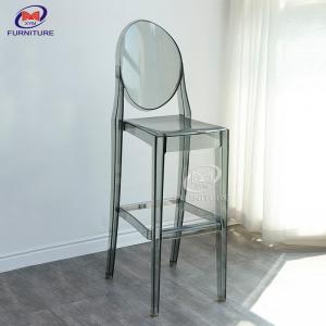 China Party Ghost Smoke Grey Plastic Bar Stools Chair With Backs supplier