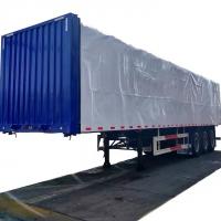 China CIMC Side Curtain Semi Trailer 3 axle van type box semi trailer for pallet cargo transport on sale