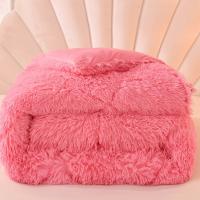 China Super Soft Plush Quilt with Artificial Velvet and 100% Polyester Filling Pink Bedding on sale