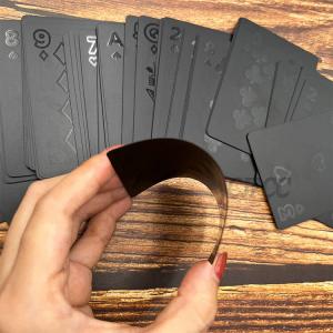 China PVC Waterproof Plastic Playing Cards , Custom Logo Black Poker Card supplier