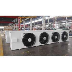 Industrial grade ceiling mounted air cooler, compatible with R404A/R507/R22 refrigerants, supports 220V/380V voltage, equipped with IP65 waterproof junction box