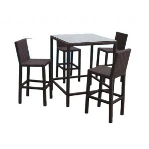 5 piece bar table set bar stools outdoor wicker patio furniture high dining bar set---8103