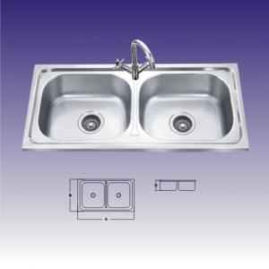 Polished Stainless Steel Sinks For Kitchen , Double Bowl With Draining
