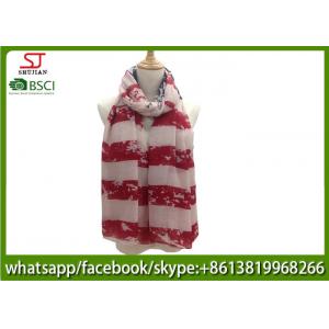China China supplier red stripe print scarf muffler 100*200cm 100% Polyester pashmina keep fashion supplier