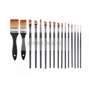 Super Fine Synthetic Hair Face Paint Brush Set Black Wooden Handle 16pcs With Pouch