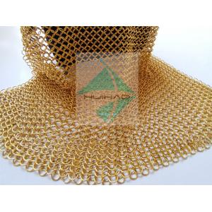 China Electro Plated Gold Color Chain Mail Metal Ring Mesh Is For Decorating Ceiling LampTreatments supplier