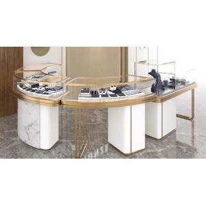 Luxurious Curved Marble Jewelry Cabinet With Electronic Locks For Jewellery Exhibition