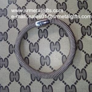 China Stainless steel mesh chain bracelet bangle with magnetic enclosure supplier