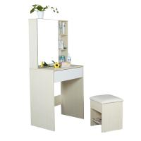 China Particle Board Bedroom Makeup Vanity Set White With Mirror / Hidden Cabinet on sale