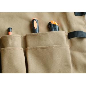 China Brown Canvas Garden Tool Apron Adjustable Strap With 10 Pockets Custom size supplier