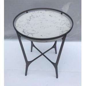 China Stone top Antiique bronze finish metal side table/end table/coffee table for 5-star hotel bedroom supplier