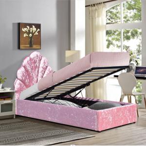 China Pink Upholstered Queen Beds Gas Lift Up Storage Platform Bed Frame supplier