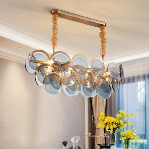 Modern chandeliers for living room home decor rectang smoke gray glass Blue Chandelier(WH-MI-312)
