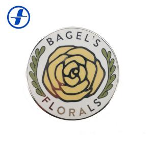 Round Shape Hard Enamel Lapel Pins / Custom Plating Gold Flower Lapel Pin