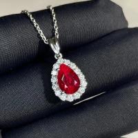 China ODM Welcome Red Sapphire Pendant Necklace Gem Grade Corundum 18K Gold on sale