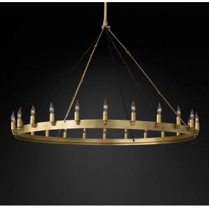 Farmhouse Style Vintage French Country Chandelier With Brass Iron Embellishments