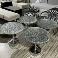 China Hot Melting Round Cast Tempered Art Glass Table Top For Living Room on sale