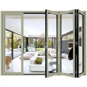 China Patio 6063 Aluminium Glazed Folding Accordion Doors Heat Insulation supplier