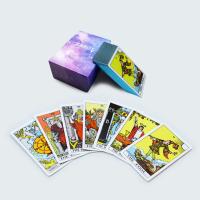 China Original Blue Edge Miniature Tarot Cards Print Romance Purple Tarot Card With Pouch on sale