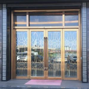 Stainless Ornate Front Door Decorative Glass Exterior Doors Rose Gold