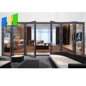 China Double Glazing Lowes Bi Fold Door Accordion Aluminum Glass Patio Exterior Folding Door supplier