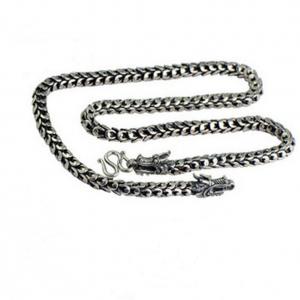 China Mens Retro Vintage Dragon Sterling Silver Chain Necklace 24 inches (041558) supplier
