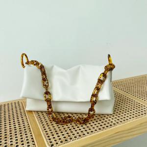 Zippered Small Underarm Bag 32cm 18cm White Leather Crossbody Bag