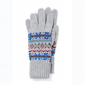 50 % Merino Wool 50 % Cotton Knitted Womens Ski Gloves Warm Fairisle Pattern