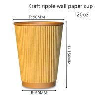 China Corrugated 300gsm Kraft Paper Disposable Drinking Cup 16oz 20oz on sale