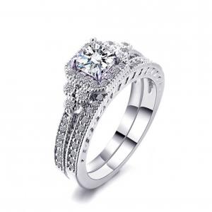 0.62ct 2 Carat Princess Cut Diamond Ring , 62PCS Moissanite Engagement Rings