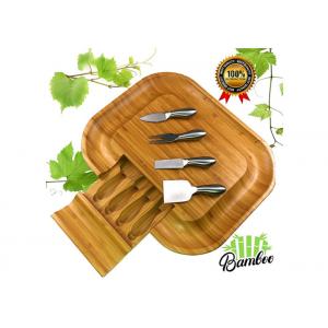 Appetizers & Crackers Bamboo Cheese Serving Set , Wooden Cheese Platter Board