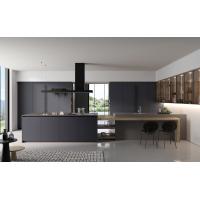 China Tailored Black Classic Wood Kitchen Cabinets Customized With Display Cabinet on sale