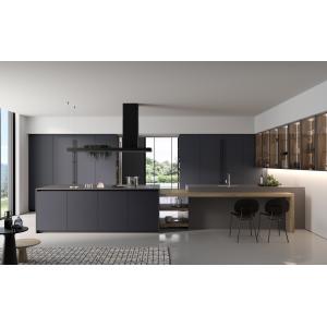 Tailored Black Classic Wood Kitchen Cabinets Customized With Display Cabinet
