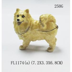 New product animal dog Metal Crystal Rhinestone Jewelry Box cheap trinket box