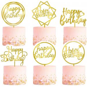 Birthday Cake Topper Set, Double-Sided Glitter, Acrylic Happy Birthday Cake Toppers/Cupcake Toppers, Birthday Decor