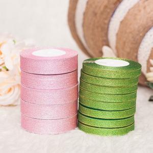 China Metallic Gift Packing Ribbon Polyester Glitter 6mm Double Sided Ribbon For Gift packing supplier