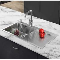 China Modern SS 304 Kitchen Sink , Single Basin Stainless Steel Sink With Silver Brushed Finish on sale
