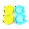 Double Bowls Pet Food Feeder Cute Modeling Frog Shape Easy Cleaning