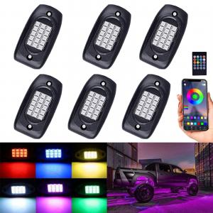 China 6 Pods Truck RGB LED Rock Lights , Multicolor RGB Rock Light Kit supplier