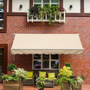 Patio Awning Retractable Sun Shade Awning Cover Outdoor Patio Canopy Sunsetter Deck Awnings with Manual Crank Handle