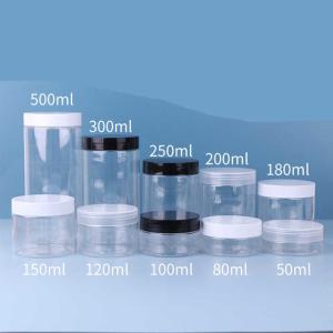 China Tarros de plástico de boca ancha con personalización al por mayor, tarros de plástico de colores con tapa, tarros de plástico transparentes con tapas con productos en stock supplier