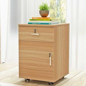 China 3 Drawer Rolling Pedestal File Cabinet Wood Lockable With Aluminum Alloy Handle supplier
