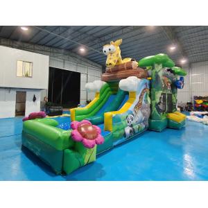 China Casa de salto al aire libre con tobogán Animales de la jungla Inflable Castillo de salto con tobogán Combo Doble tobogán para alquiler supplier
