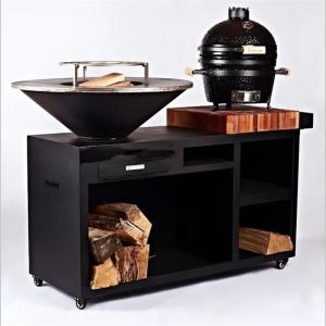 Outdoor Wood Burning Black Painted Steel Bbq Fire Pit Grills For Cooking