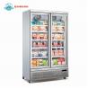 China Display refrigerator freezer 1000L double glass doors drink cooler fridge showcase wholesale