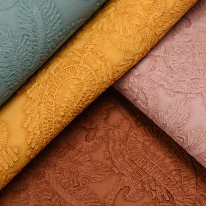 3D Retro Floral Embossed PVC Leather For Handbag Packaging Box Decorative Fabric Placemat Faux Leather
