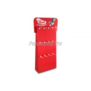 Red Cardboard Floor Standing Display Units 12 Pegs For Mens Socks